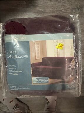2-Piece Sofa Slipcover in Deep Plum